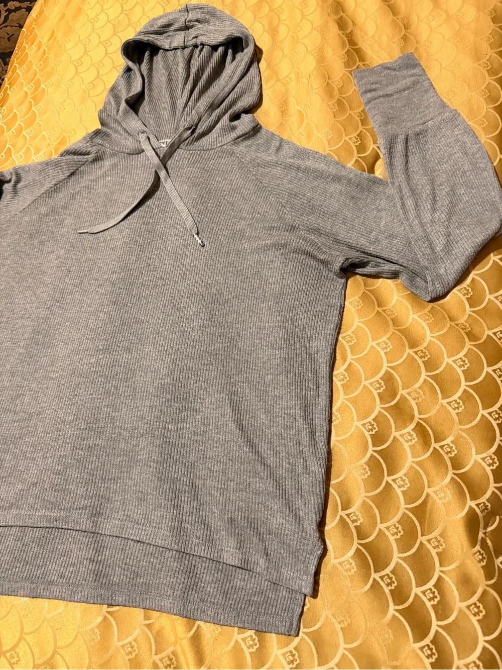 PJ Salvage Grey Hoodie, super soft ribbed knit, long-sleeve, Oversized size XS - Picture 4 of 16